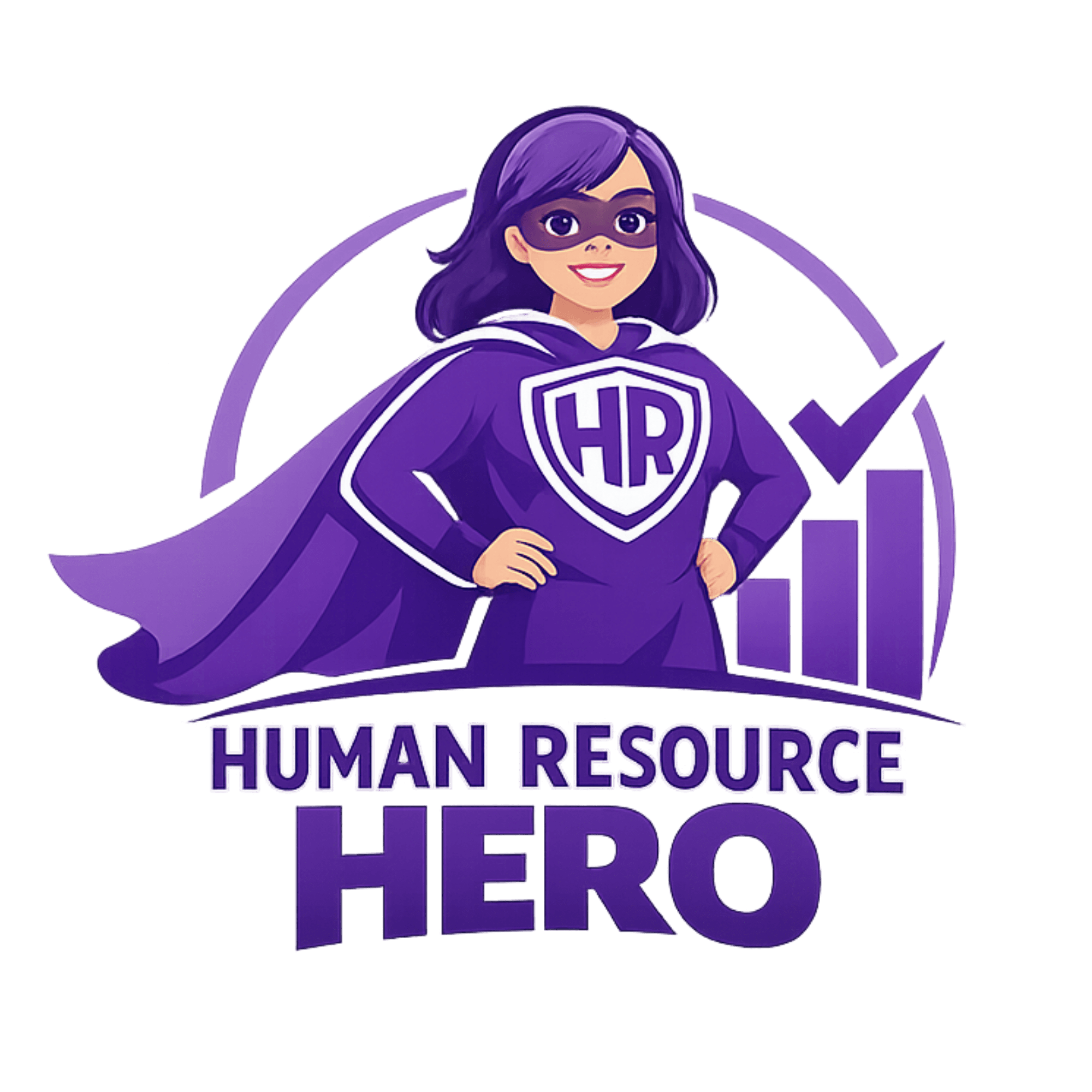 Human Resource Hero — illustrated HR superhero beside a rising chart